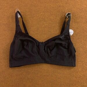 Bestform Womens 42C Black Cotton Wireless Non-Padded Lace Trim Bra NWT